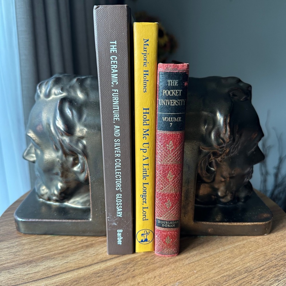 Vintage Abraham Lincoln Bust Bookends Bronze Tone Metal Presidential Decor Set